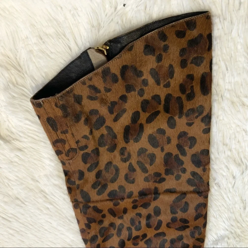 Sam Edelman James Knee High Leopard Print Calf Hair Boot Women’s Size 6